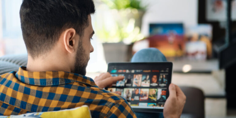 Streaming services male streaming tablet 01