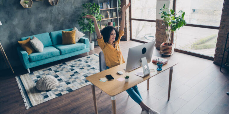Distraction free and inspiring home office female working home 01